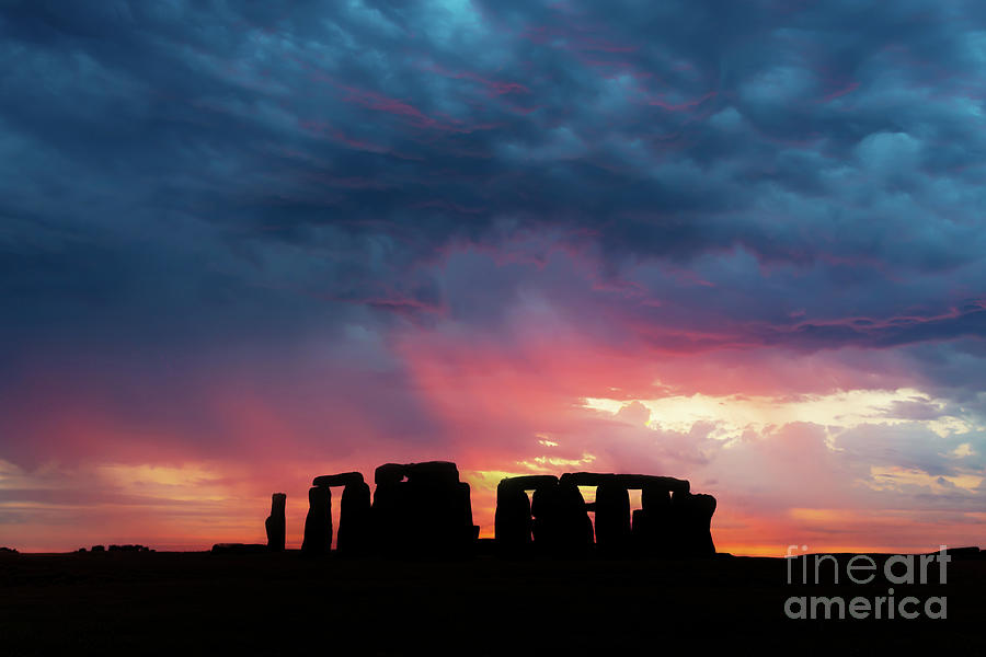 Prehistoric Photograph - Stonehenge at sunset by Delphimages Photo Creations