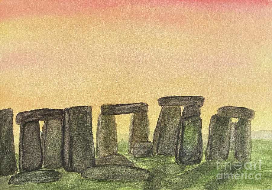 Stonehenge at Sunset Painting by Lisa Neuman