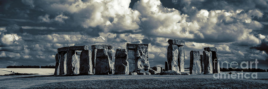 Prehistoric Photograph - Stonehenge dark panorama by Delphimages Photo Creations