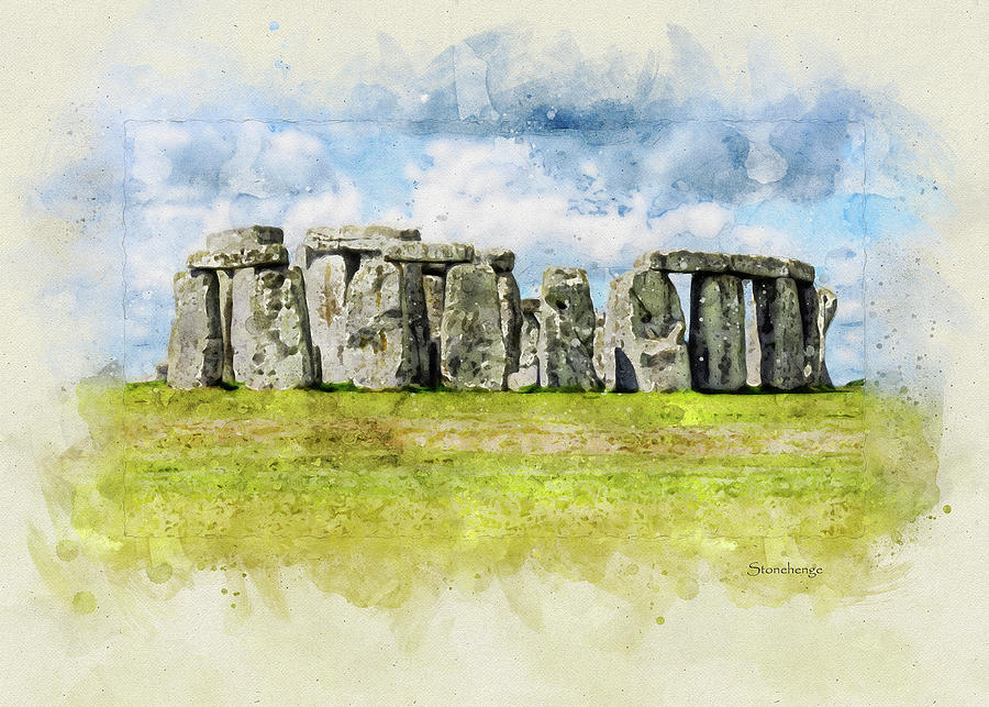 Stonehenge in Watercolor Mixed Media by Jennifer LaBouff