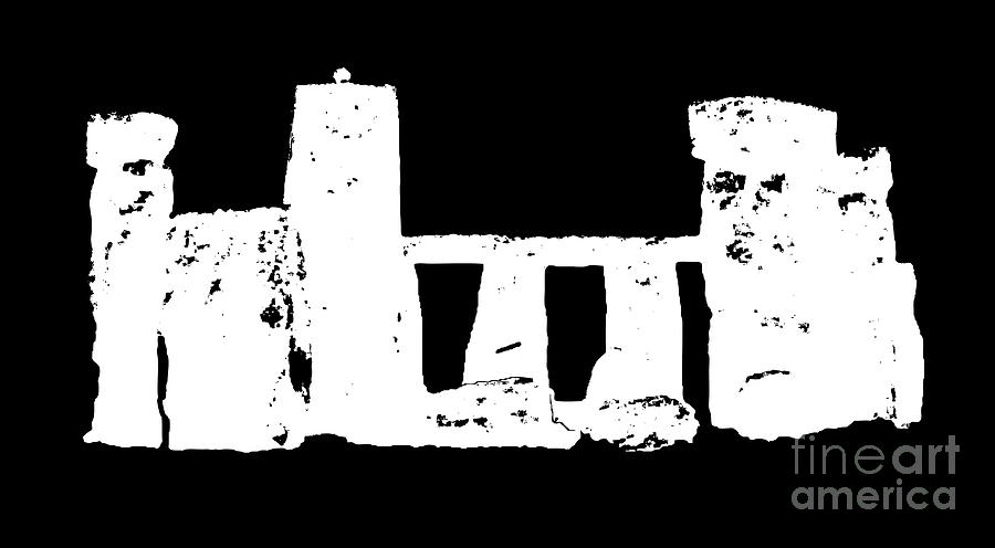Stonehenge white on black Digital Art by Pete Klinger