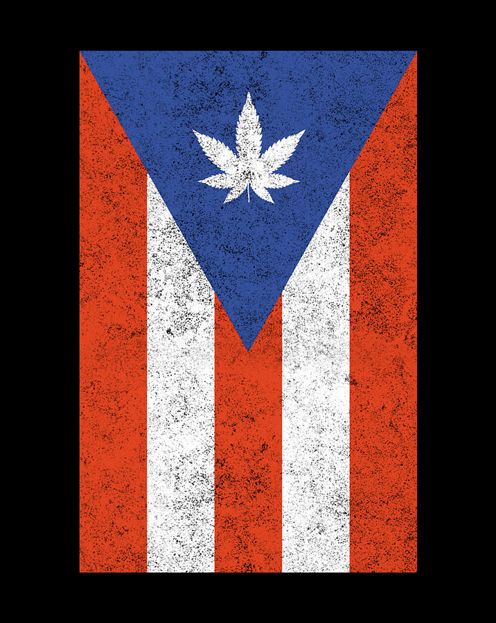 Stoner Puerto Rican Rico Weed Flag Funny Cannabis Marijuana Digital Art ...