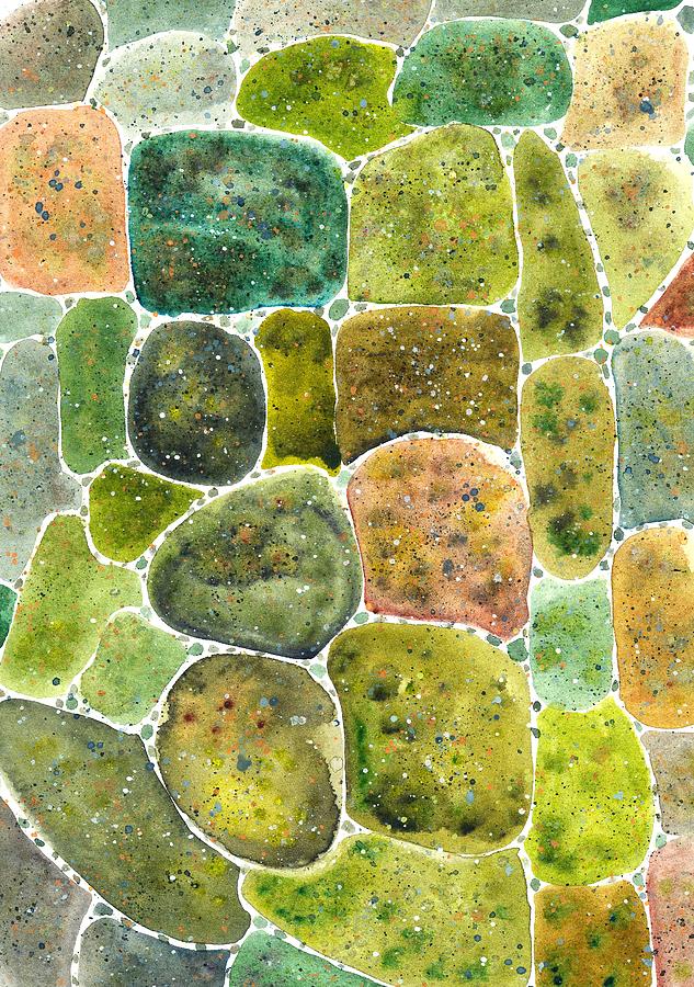 Stones texture, green Painting by Nataliya Vetter