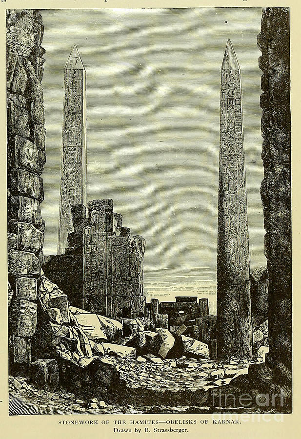 Stonework of the Hamites - Obelisks of Karnak n1 Drawing by Historic ...