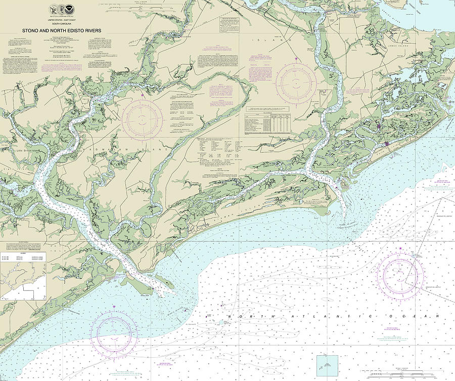 Edisto Island, store Wadmalaw Island, Kiawah Island, SC Nautical Chart Shower Curtain / Made to Order