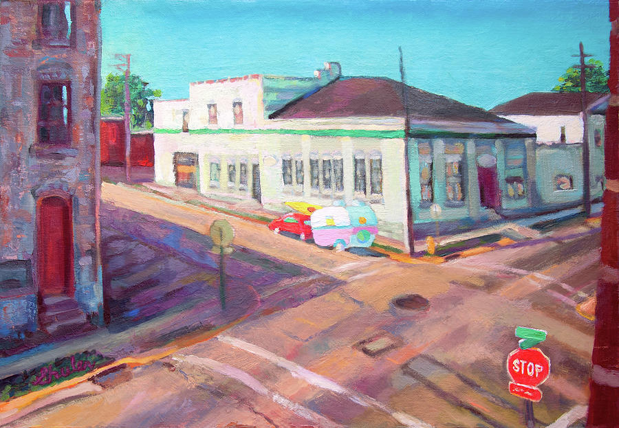 Stopping at the Crossroads and Going Off the Grid Painting by Nancy Shuler