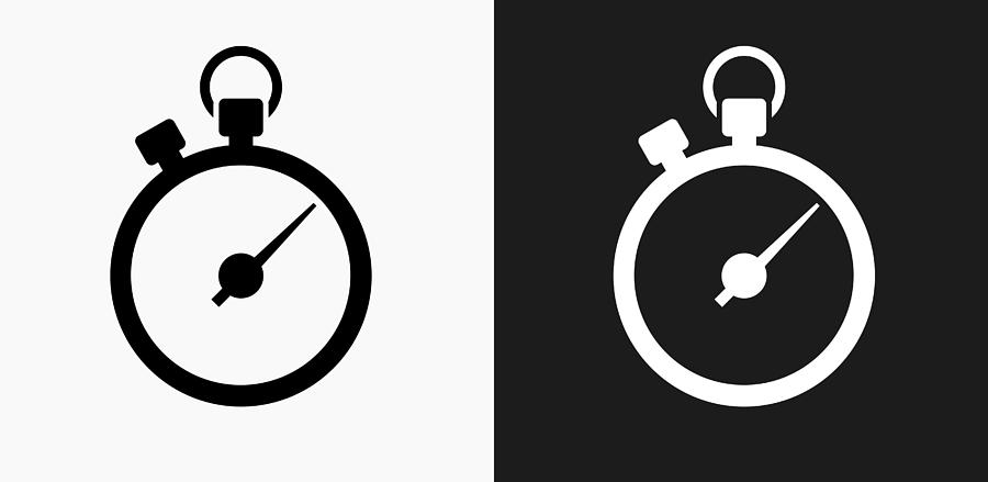 Stopwatch Icon on Black and White Vector Backgrounds Drawing by Bubaone
