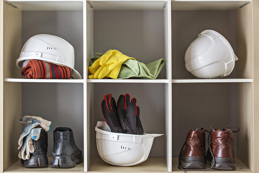 Storage of protective headwear, footwear and gloves Photograph by Vladimir Godnik