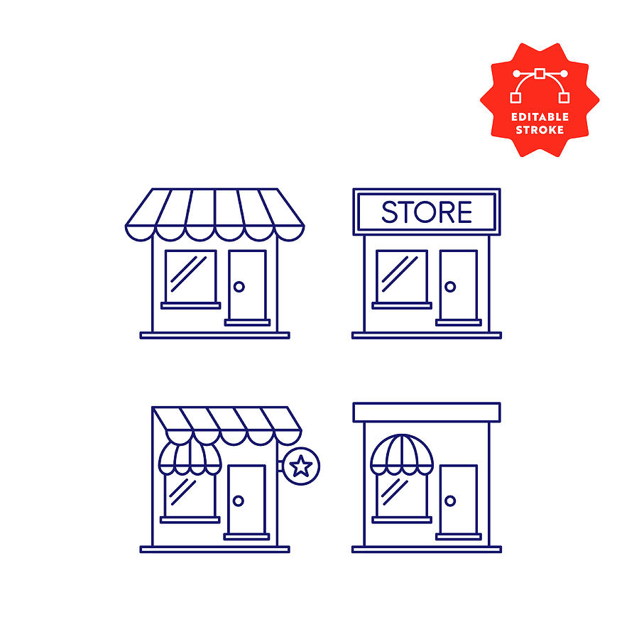 Store Line Icons with Editable Stroke and Pixel Perfect. Drawing by Esra Sen Kula