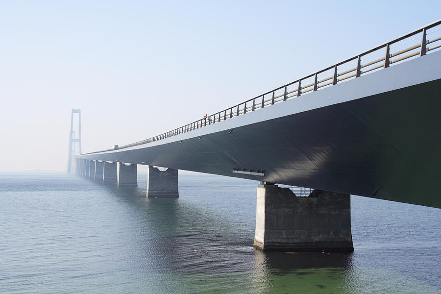 Storebæltsbroen - Great bridge on a misty spring day. Photograph by Pejft