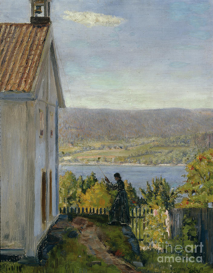 Storehouse at Skoug, 1890 Painting by O Vaering by Halfdan Strom