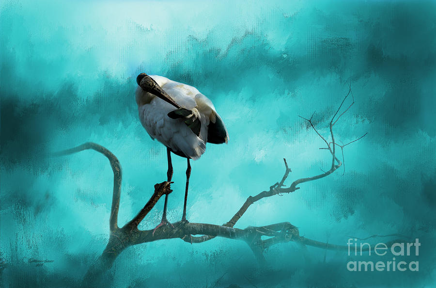 Stork On A Branch Mixed Media by Marvin Spates