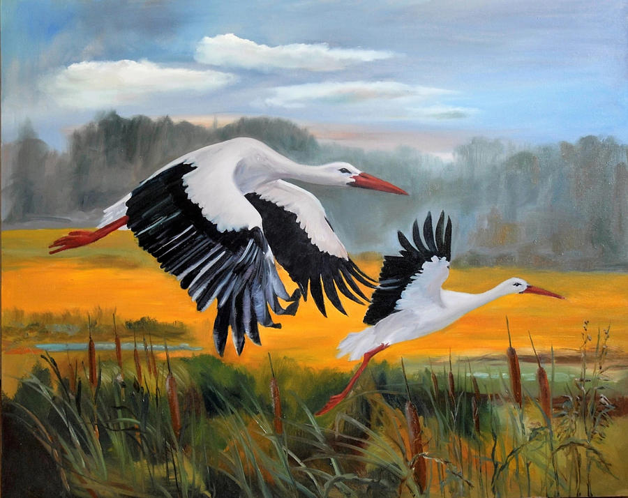 Stork Painting by Sergej Karetnikov - Fine Art America