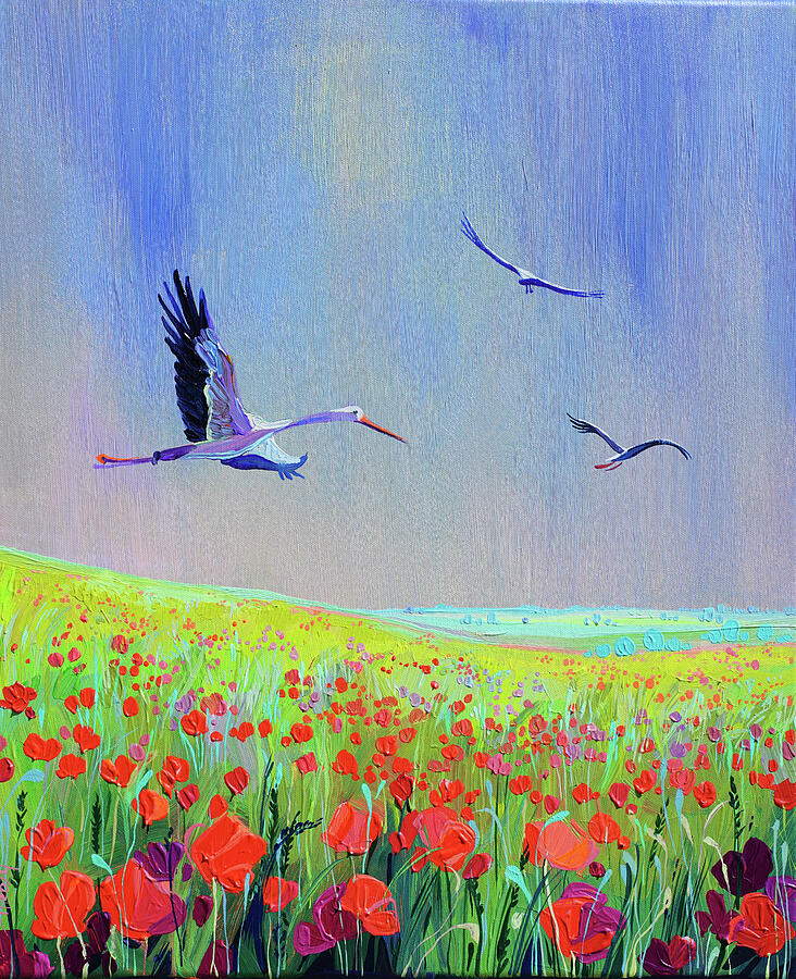 Storks Painting by Anastasia Trusova - Fine Art America