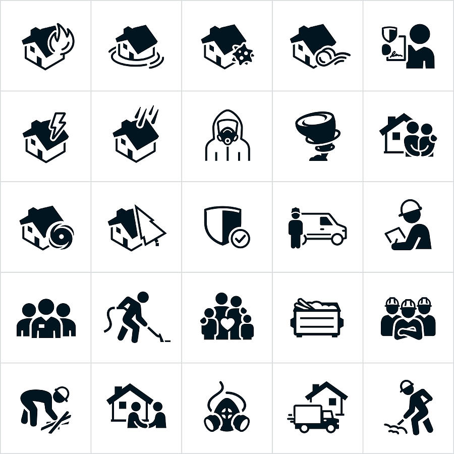 Storm and Disaster Cleanup Icons Drawing by Appleuzr