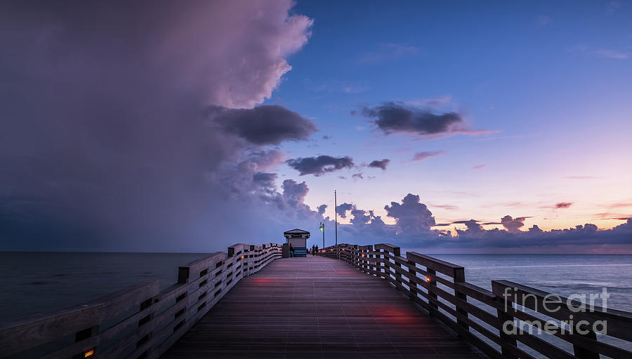 Beach Photograph - Storm Approaching Venice Fishing Pier, Florida by Liesl Walsh
