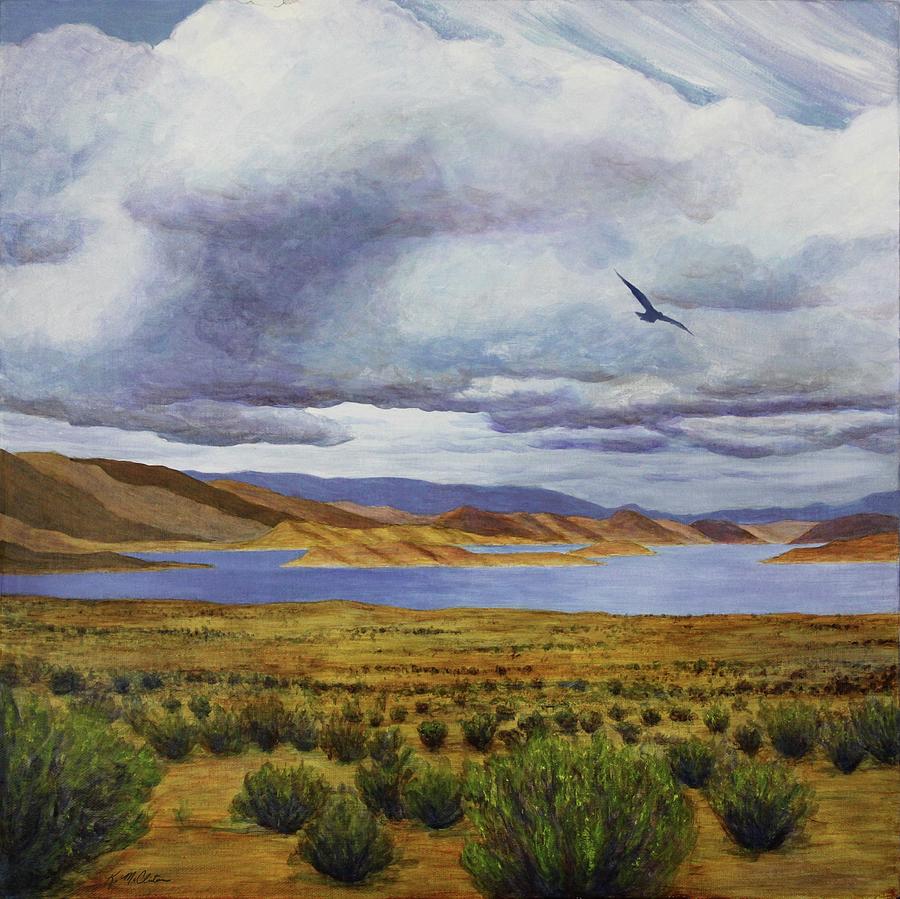Storm at Lake Powell- left panel of three Painting by Kim McClinton