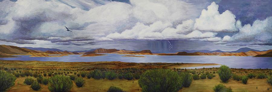Storm at Lake Powell- panorama Painting by Kim McClinton Storm at Lake Powell- panorama Painting by Kim McClinton
