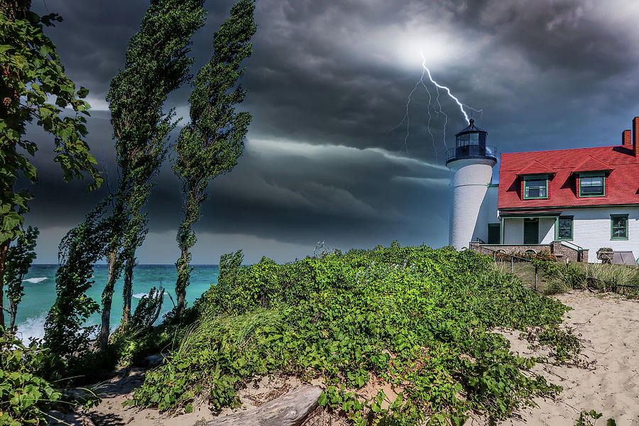 Storm at Point Betsie Lighthouse IMG_2623 Photograph by Michael Thomas