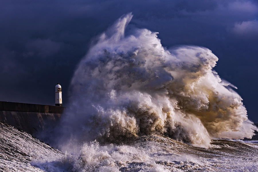 Storm at Porthcawl Lighthouse Photograph by Shelly Chapman