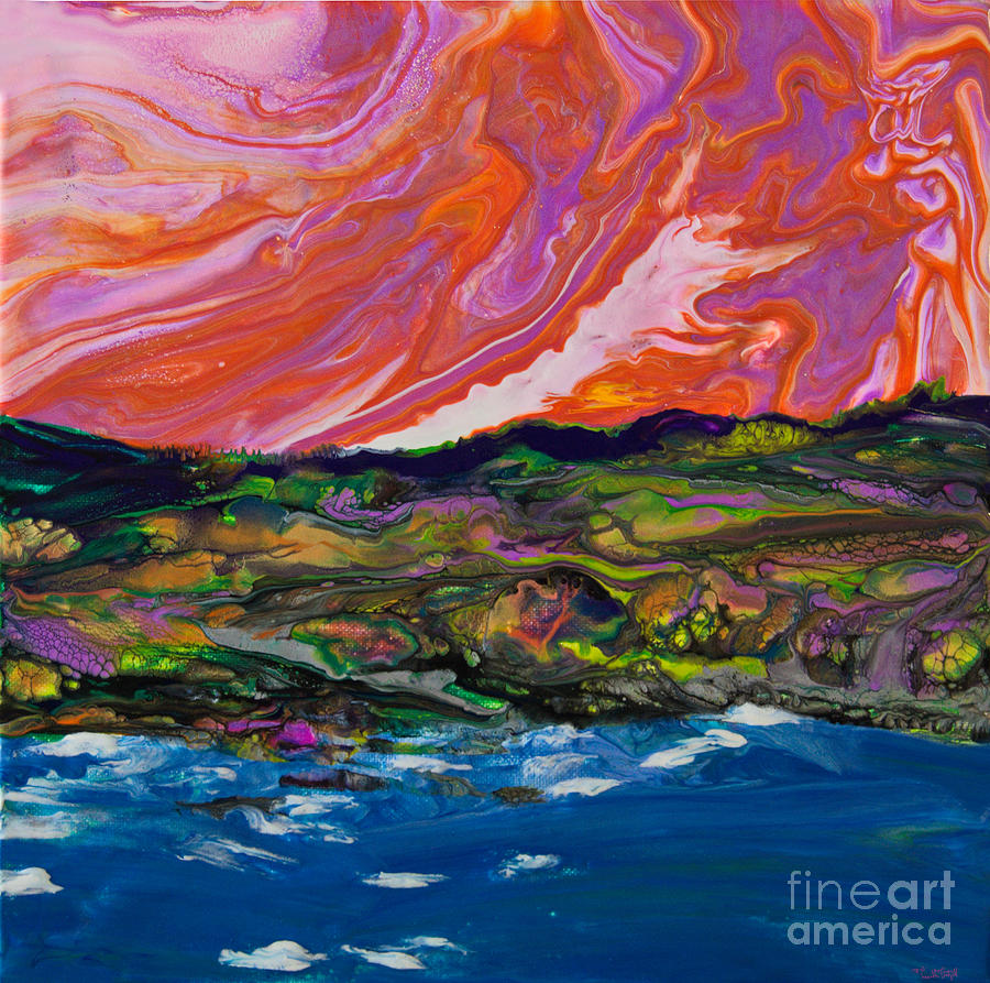 Storm at Sea Sunset 8046 Painting by Priscilla Batzell Expressionist Art Studio Gallery