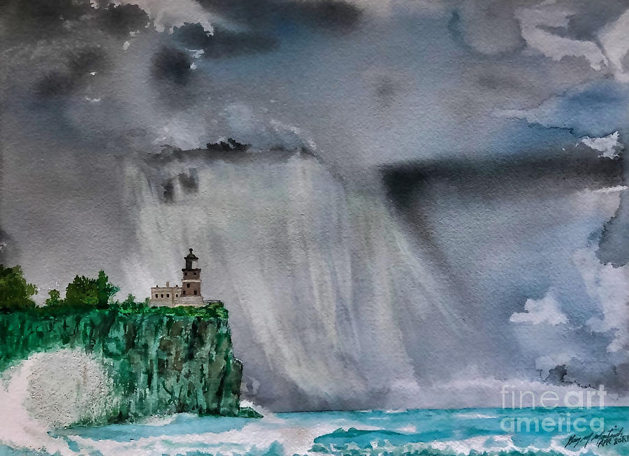 Storm Painting - Storm at Split Rock by Gary Martinek