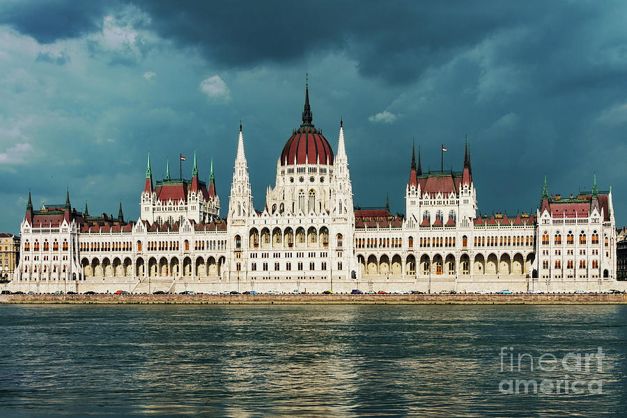 Storm Clouds and the Hungarian Parliament Building Photograph by Bob Phillips