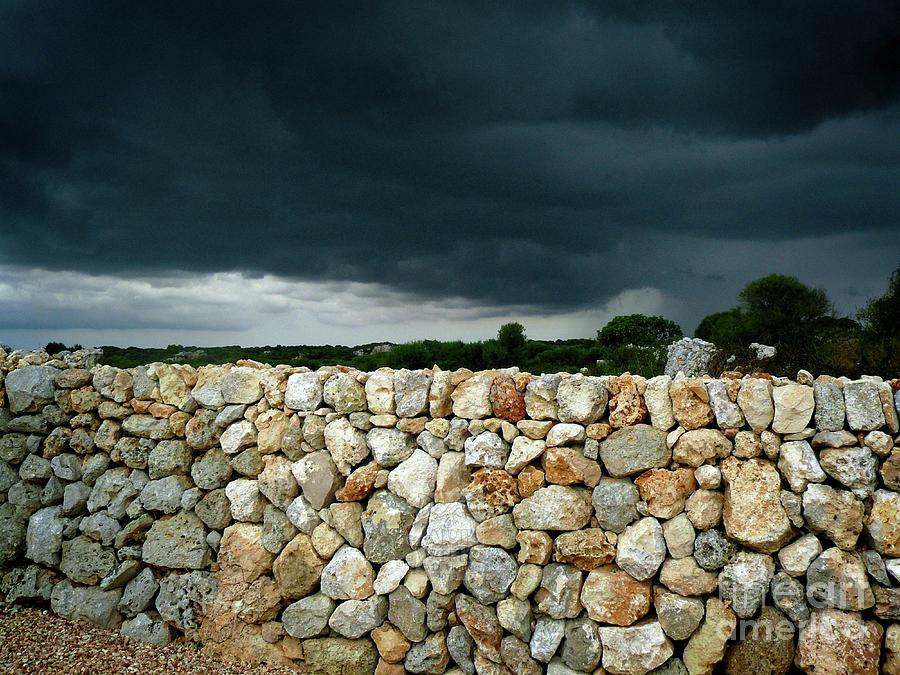 Storm Clouds over Stone Wall  Digital Art by Dee Flouton