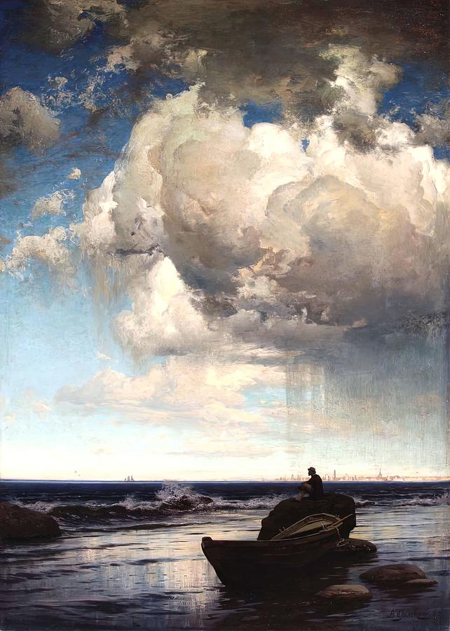 Boat Painting - Storm Clouds   by Lagra Art