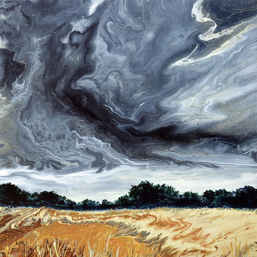 Storm Clouds Over an Oak Savannah Painting by Laura Iverson