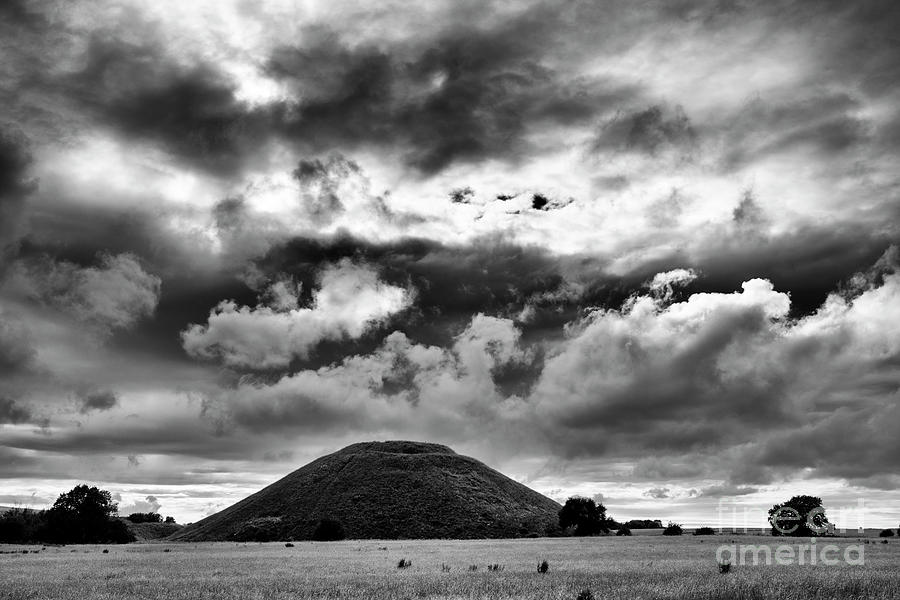 Storm Clouds over Silbury Hill Monochrome Photograph by Tim Gainey