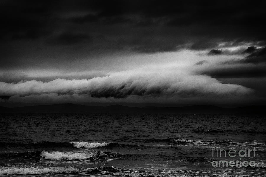 Black And White Photograph - Storm Clouds Over Texada Island by Bob Christopher