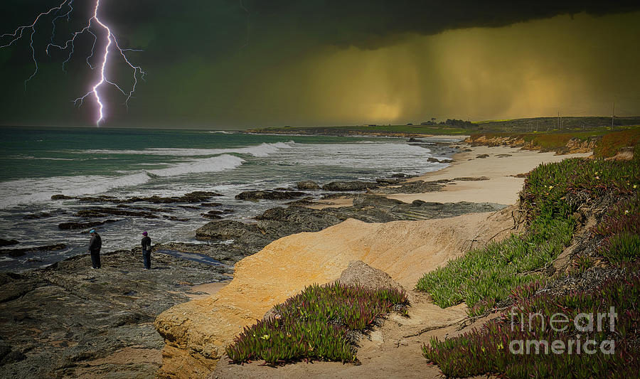 Storm Digital California Ocean Thunder Lightning Awesome  Digital Art by Chuck Kuhn