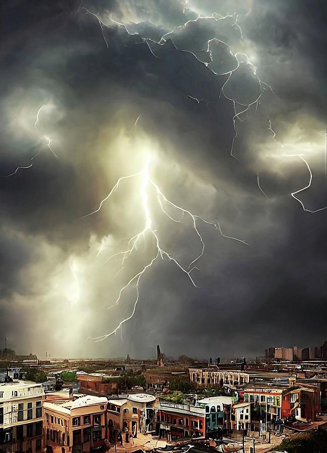 Storm in the City Digital Art by Ally White