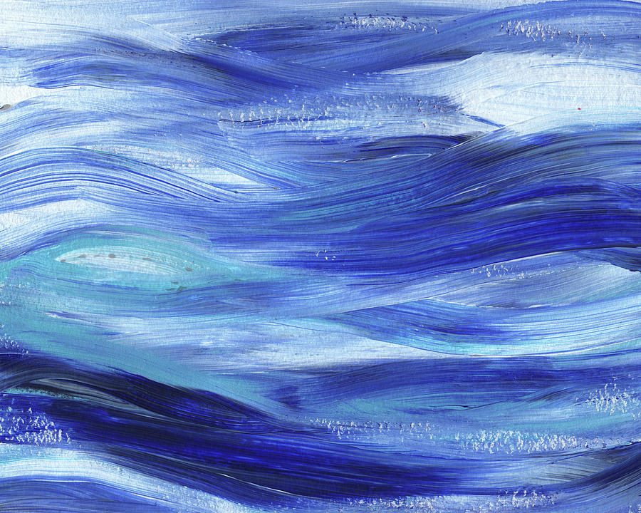 Storm Is Far Away Blue Ocean Wave Painting by Irina Sztukowski