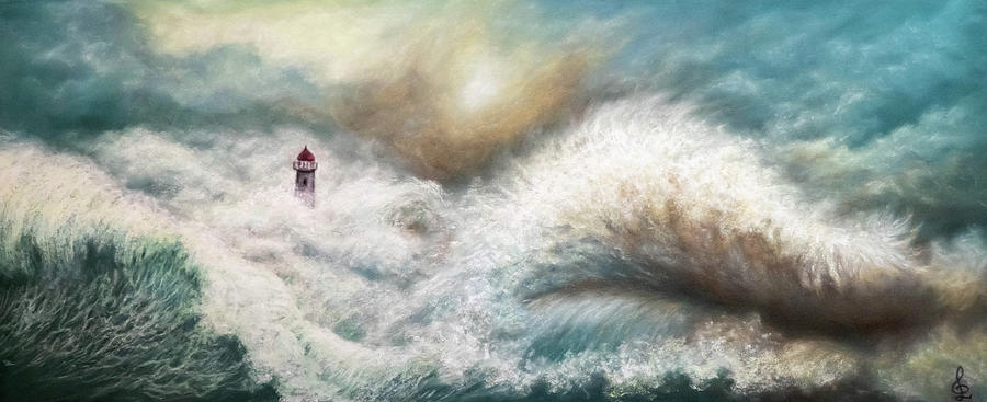 Lighthouse Painting - Storm by Art Dream Studio