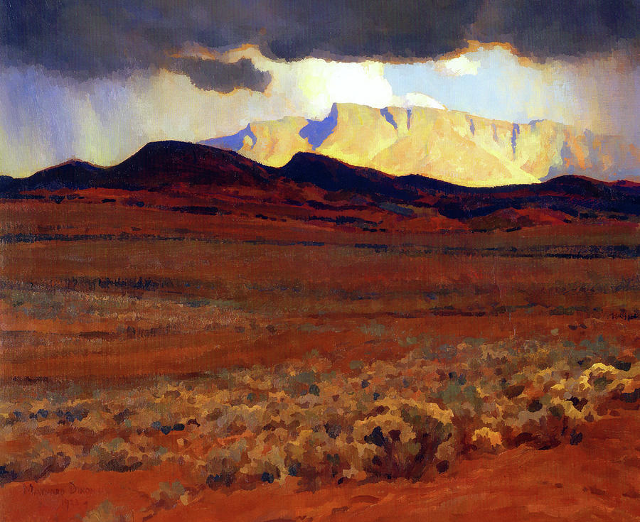 Mountain Painting - Maynard Dixon - Storm on the Desert by Jon Baran