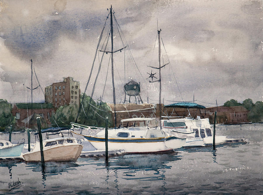 Storm over Elizabeth City Painting by Tesh Parekh