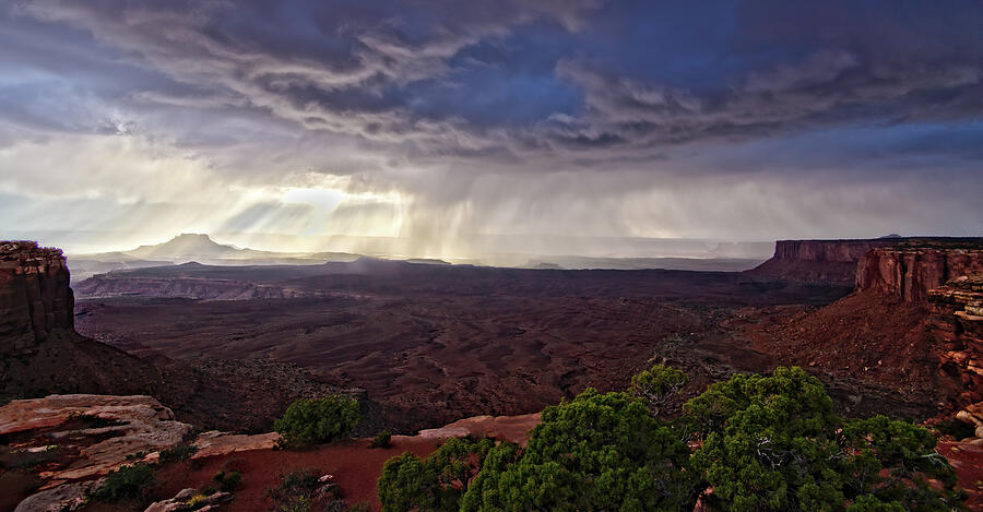 Storm over Grand View Point Overlook in canyonlands natio Photograph by Jean-Luc Farges