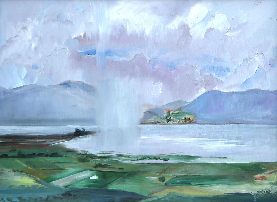 Storm over North Beach Bear Lake Painting by Nila Jane Autry