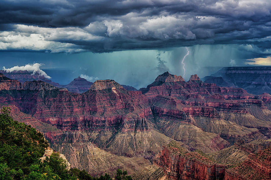 Storm Over the Grand Canyon Lightning Strike 7R2_DSC1459_08122017 Photograph by Greg Kluempers