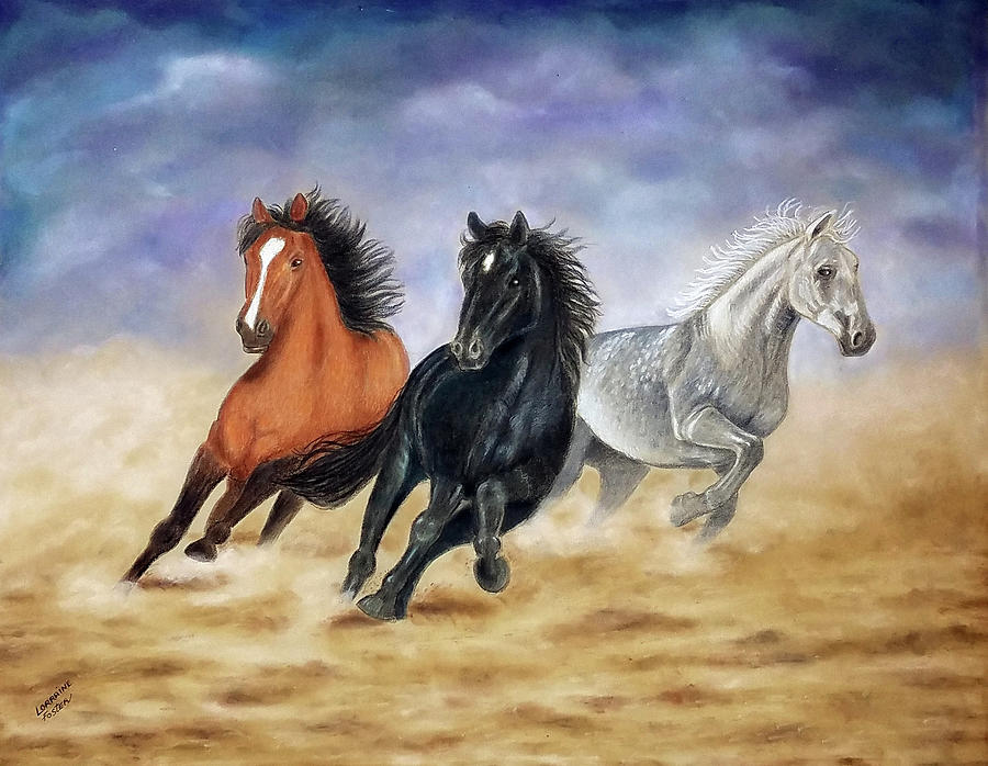 Storm Runners Mixed Media by Lorraine Foster