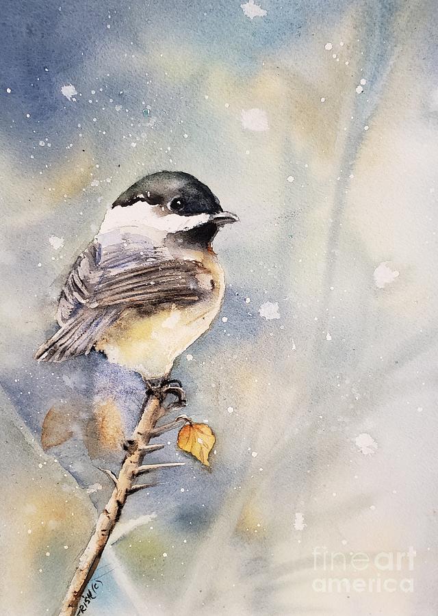 Black Capped Chickadee Painting - Storm Warning by Patricia Pushaw