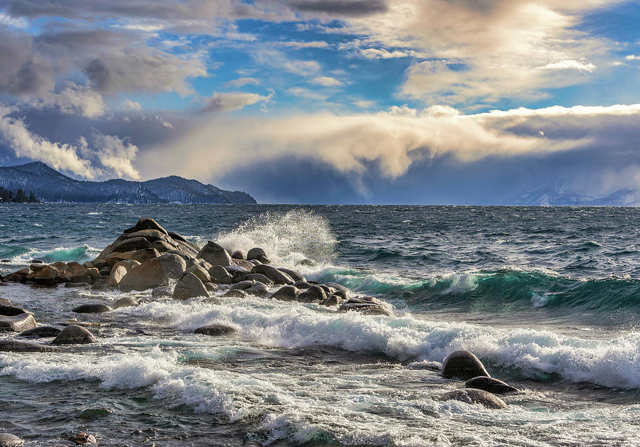 Storm waves on an Alpine Lake Photograph by Martin Gollery