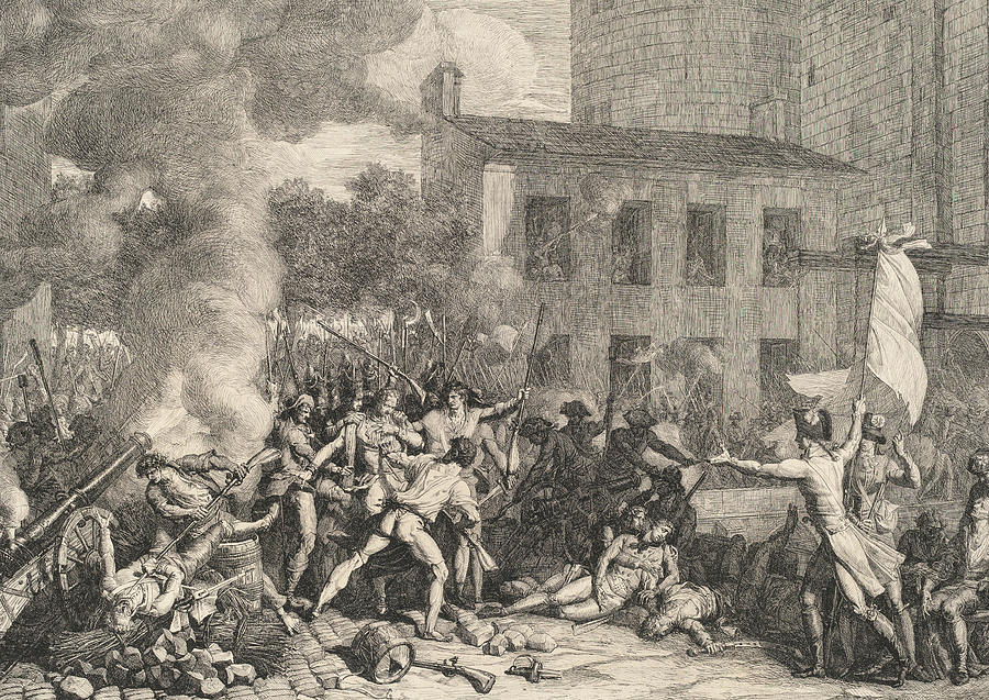 Storming of the Bastille, 1790, Charles Thevenin Drawing by AM FineArtPrints