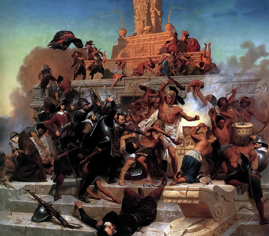 Storming of the Teocalli by Cortez and His Troops by Emanuel Leutze Painting by The Luxury Art Collection