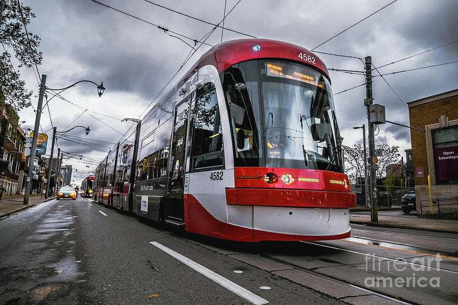 Transportation Photograph - Storms and Streetcars. Cityscape Photograph  by Stephen Geisel