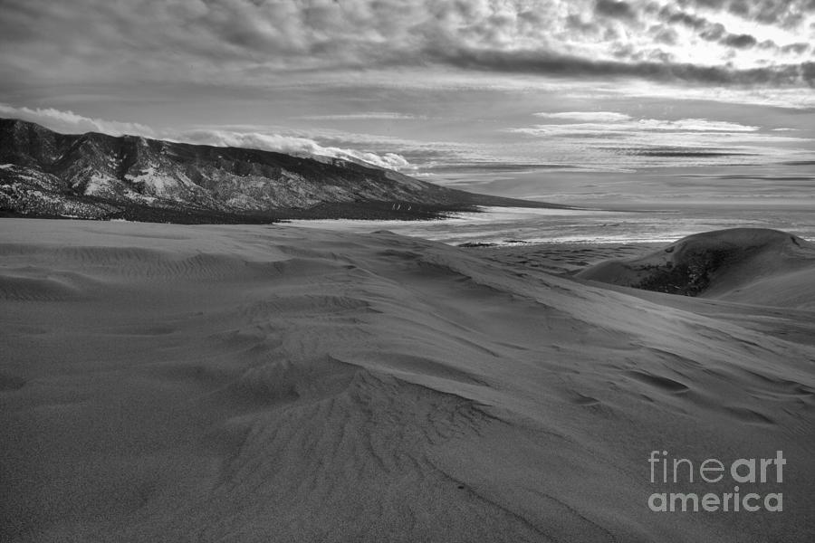 Storms Over The Great Colorado Sand Dunes Black And White Photograph by Adam Jewell