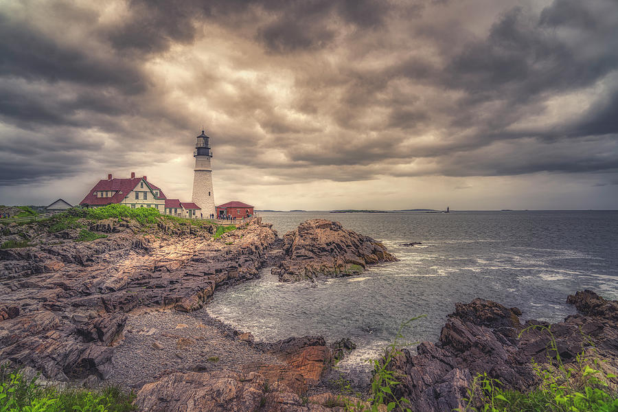 Stormy Afternoon  at Portland Head Light Photograph by Penny Polakoff