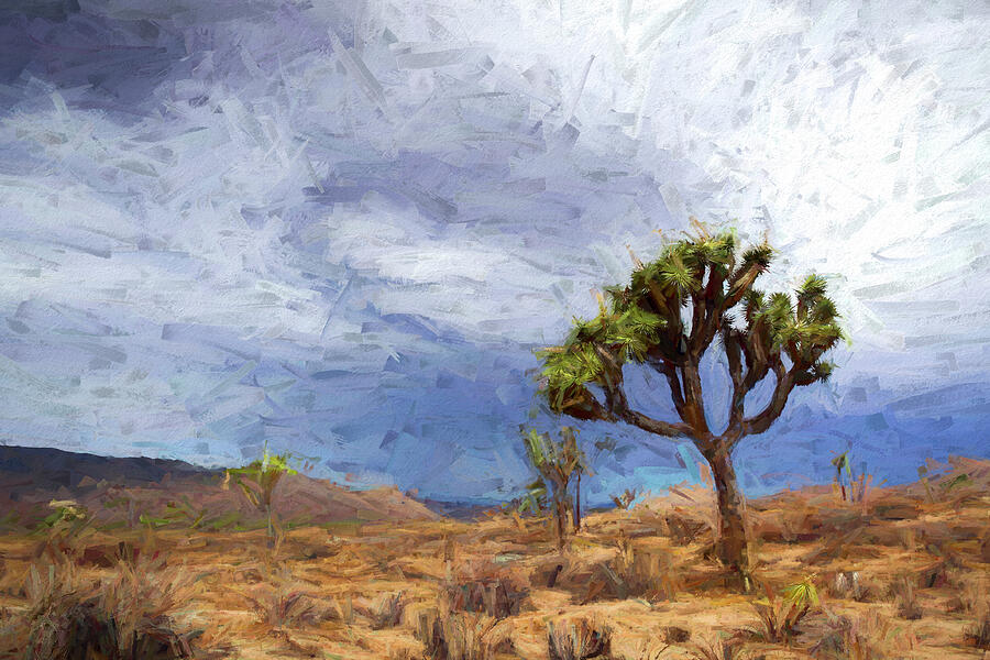 Stormy At Joshua Tree - Digital Painting Digital Art by Joseph S Giacalone